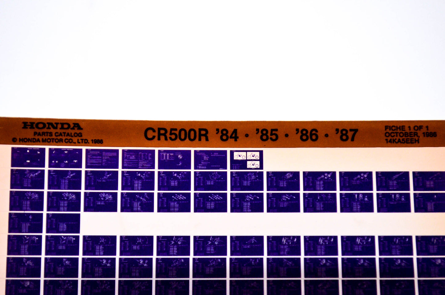 OEM Honda CR500R 1986/October '84 - '87 Parts Catalog Microfiche