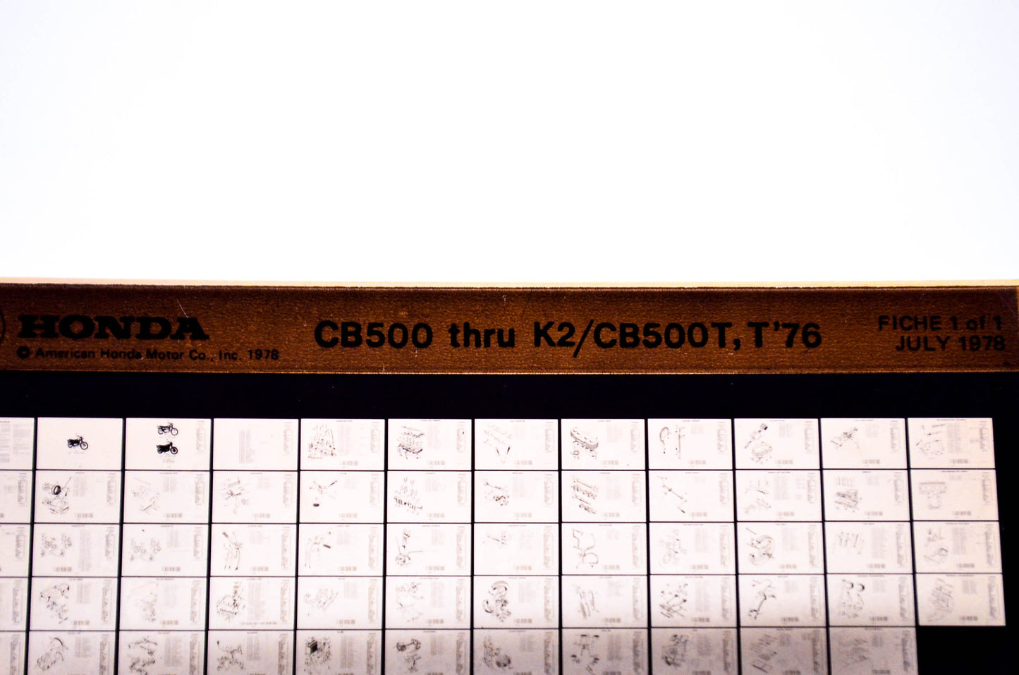 OEM Honda CB500 - K2/CB500T, T'76 1978/July '76 Parts Catalog Microfiche