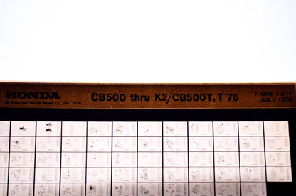 OEM Honda CB500 - K2/CB500T, T'76 1978/July '76 Parts Catalog Microfiche