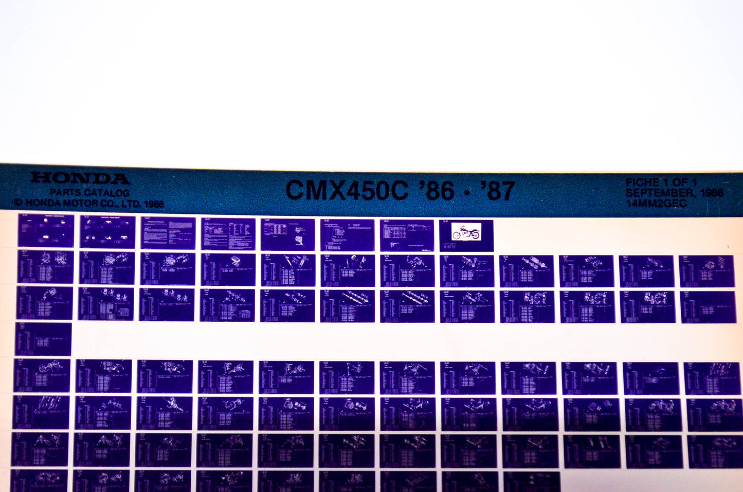 OEM Honda CMX450C 1986/September '86 - '87 Parts Catalog Microfiche