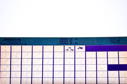 OEM Honda CM450E, CM450C, CM450A 1985/July '82 - '83 Parts Catalog Microfiche