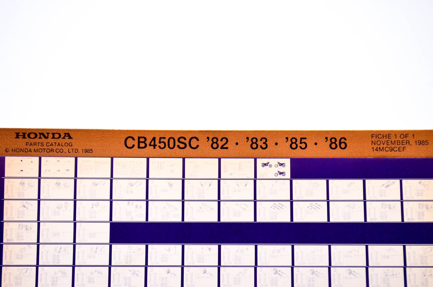 OEM Honda CB450SC 1985/November '82 - '86 Parts Catalog Microfiche