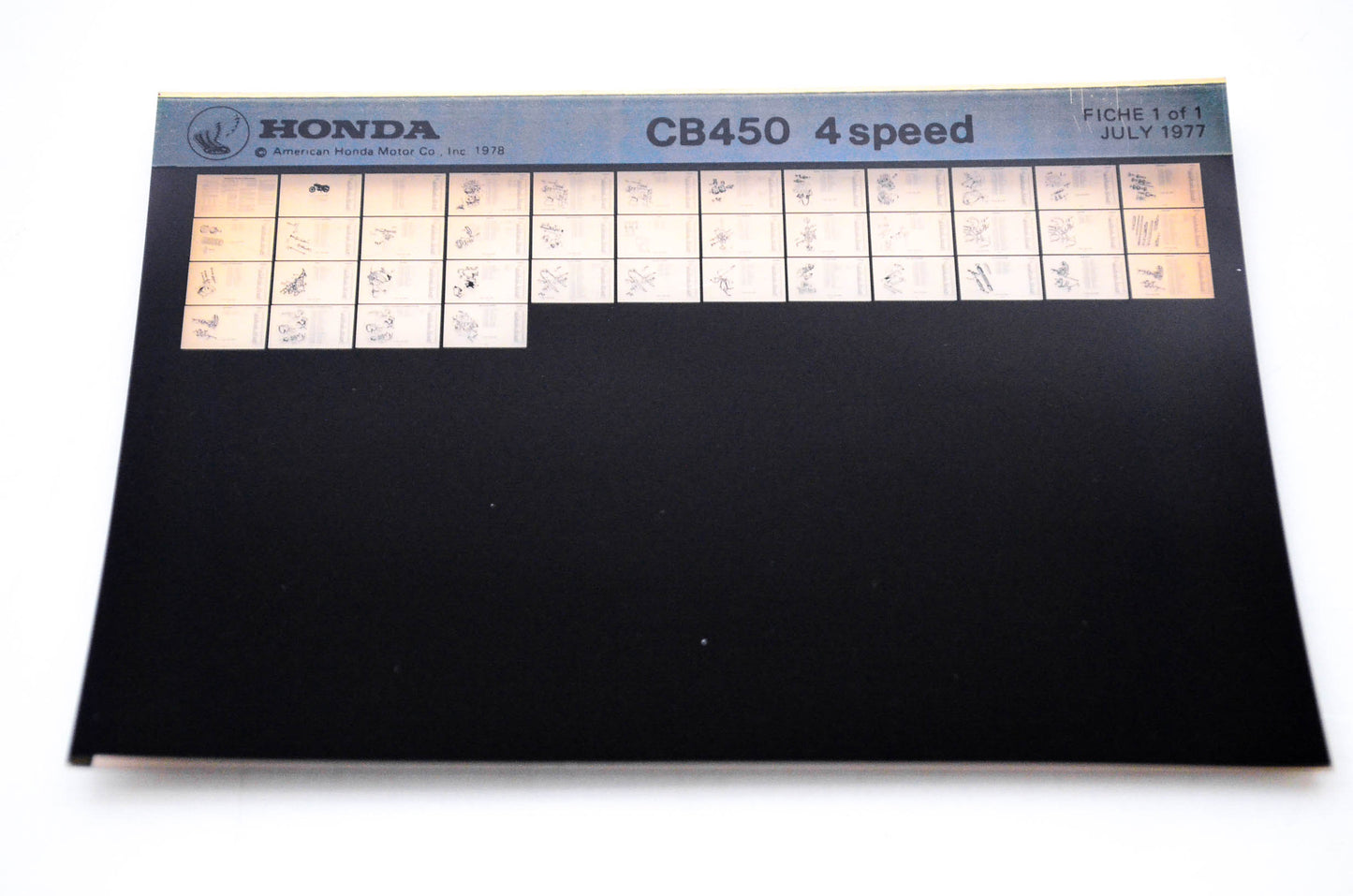 OEM Honda CB450 1977/July '77 4 Speed Parts Catalog Microfiche