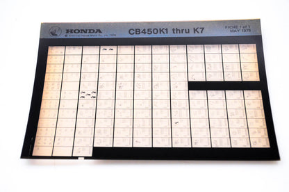 OEM Honda CB450K1 - K7 1978/May '78 Parts Catalog Microfiche