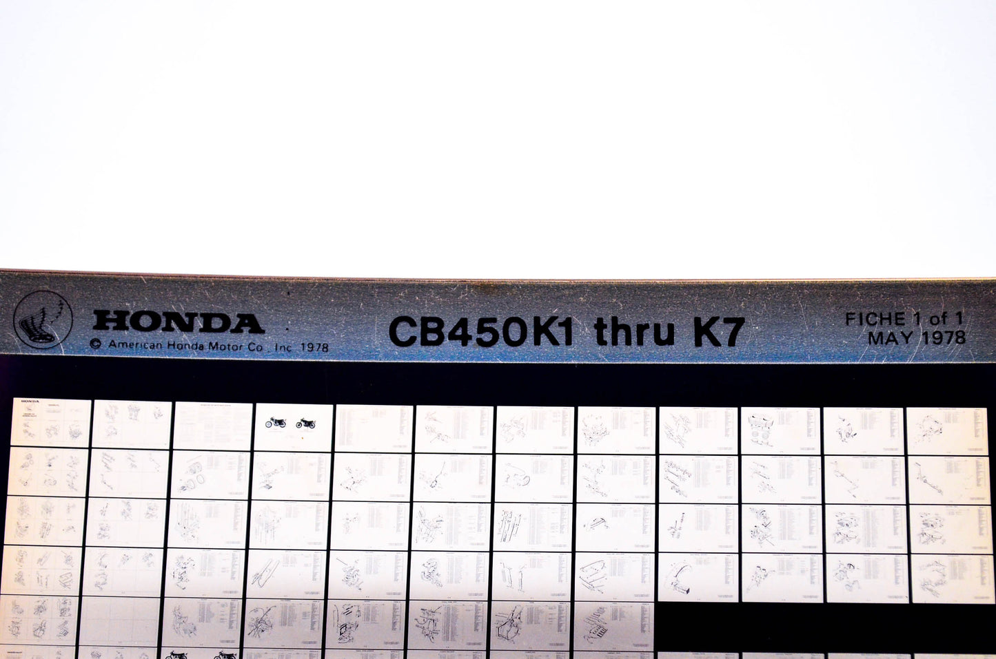 OEM Honda CB450K1 - K7 1978/May '78 Parts Catalog Microfiche
