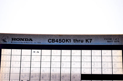OEM Honda CB450K1 - K7 1978/May '78 Parts Catalog Microfiche