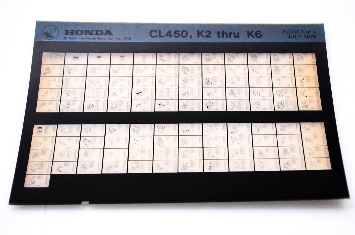 OEM Honda CL450, K2 - K6 1978/July '78 Parts Catalog Microfiche