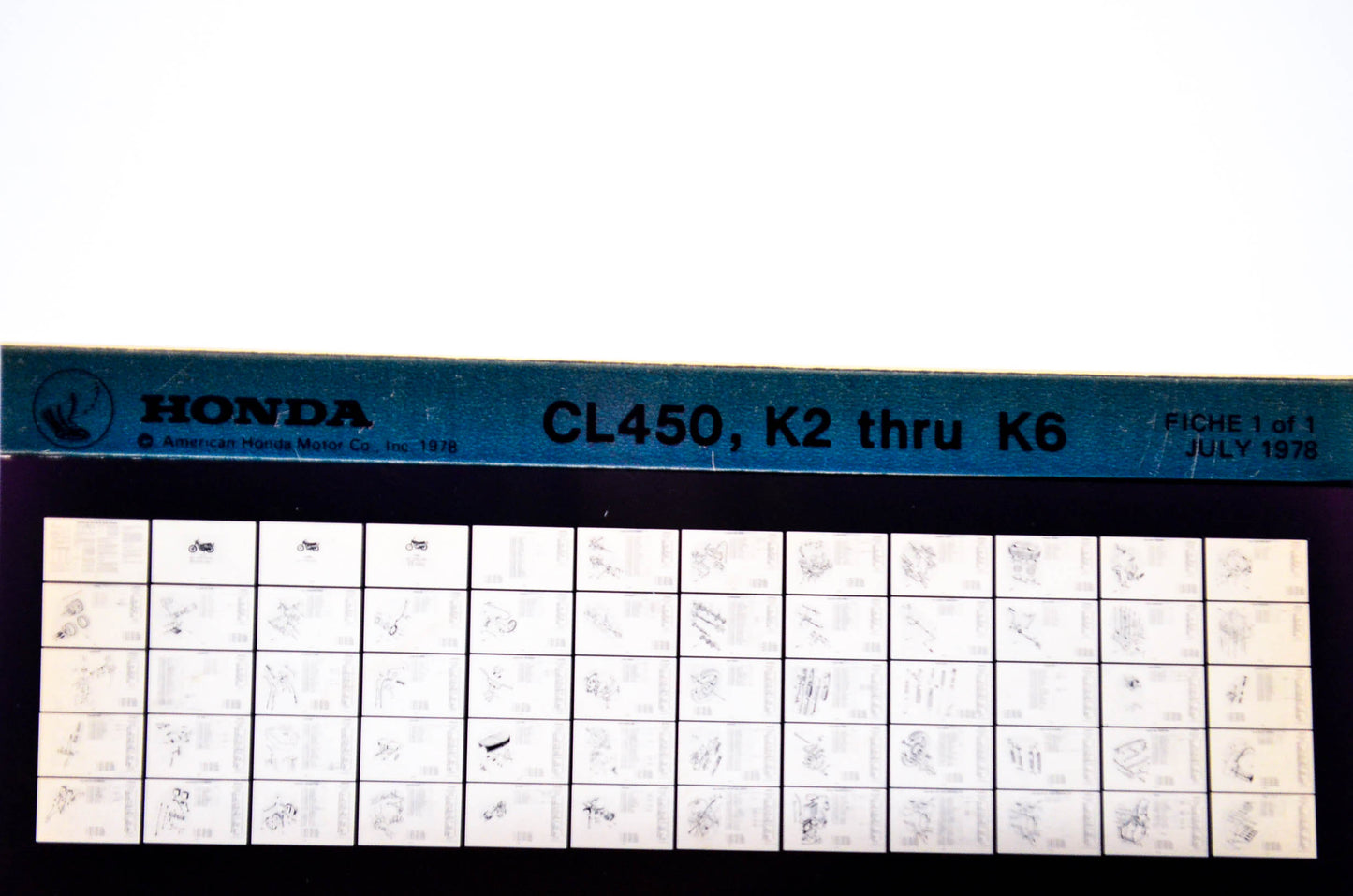 OEM Honda CL450, K2 - K6 1978/July '78 Parts Catalog Microfiche