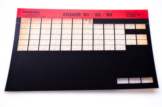 OEM Honda XR200R 1984/October '81 - '83 Parts Catalog Microfiche