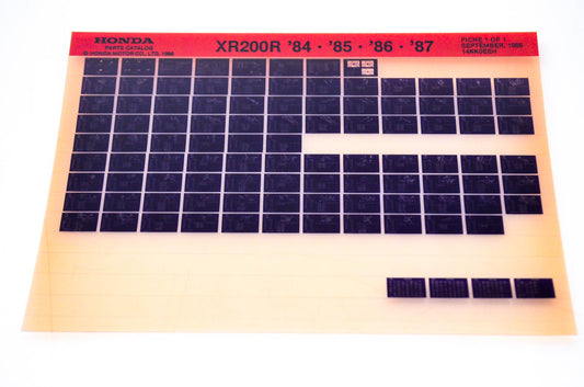 OEM Honda XR200 R 1986/September '84 - '87 Parts Catalog Microfiche