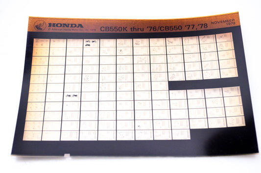 OEM Honda CB550K - '76/CB550 '77,'78 1979/November '76 - '78 Parts Catalog Microfiche