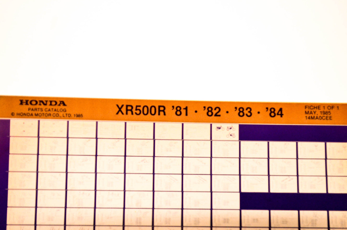OEM Honda XR500R 1985/May '81 - '84 Parts Catalog Microfiche