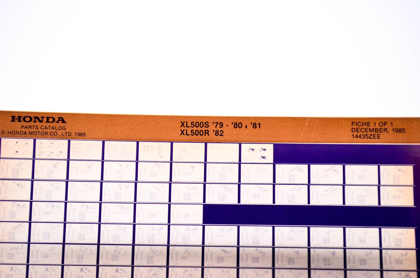 OEM Honda XL500S, XL500R 1985/December '79 - '82 Parts Catalog Microfiche