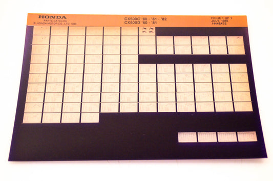 OEM Honda CX500C, CX500D 1985/July '80 - '82 Parts Catalog Microfiche