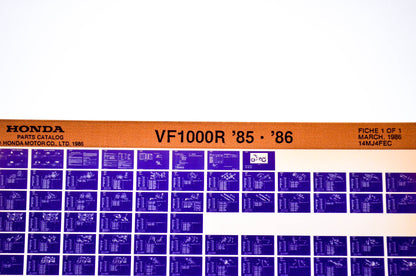 OEM Honda VF1000R 1986/March '85 - '86 Parts Catalog Microfiche