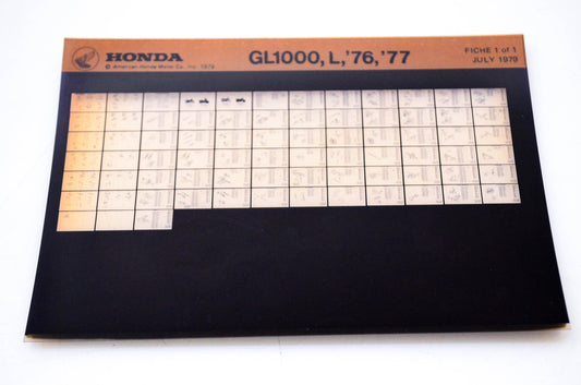 OEM Honda GL1000, L 1979/July '76 - '77 Parts Catalog Microfiche
