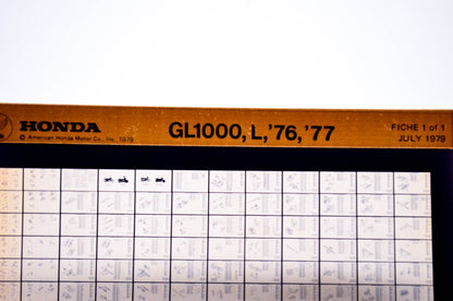 OEM Honda GL1000, L 1979/July '76 - '77 Parts Catalog Microfiche
