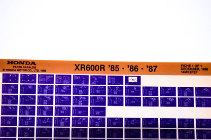 OEM Honda XR600R 1986/December '85 - '87 Parts Catalog Microfiche