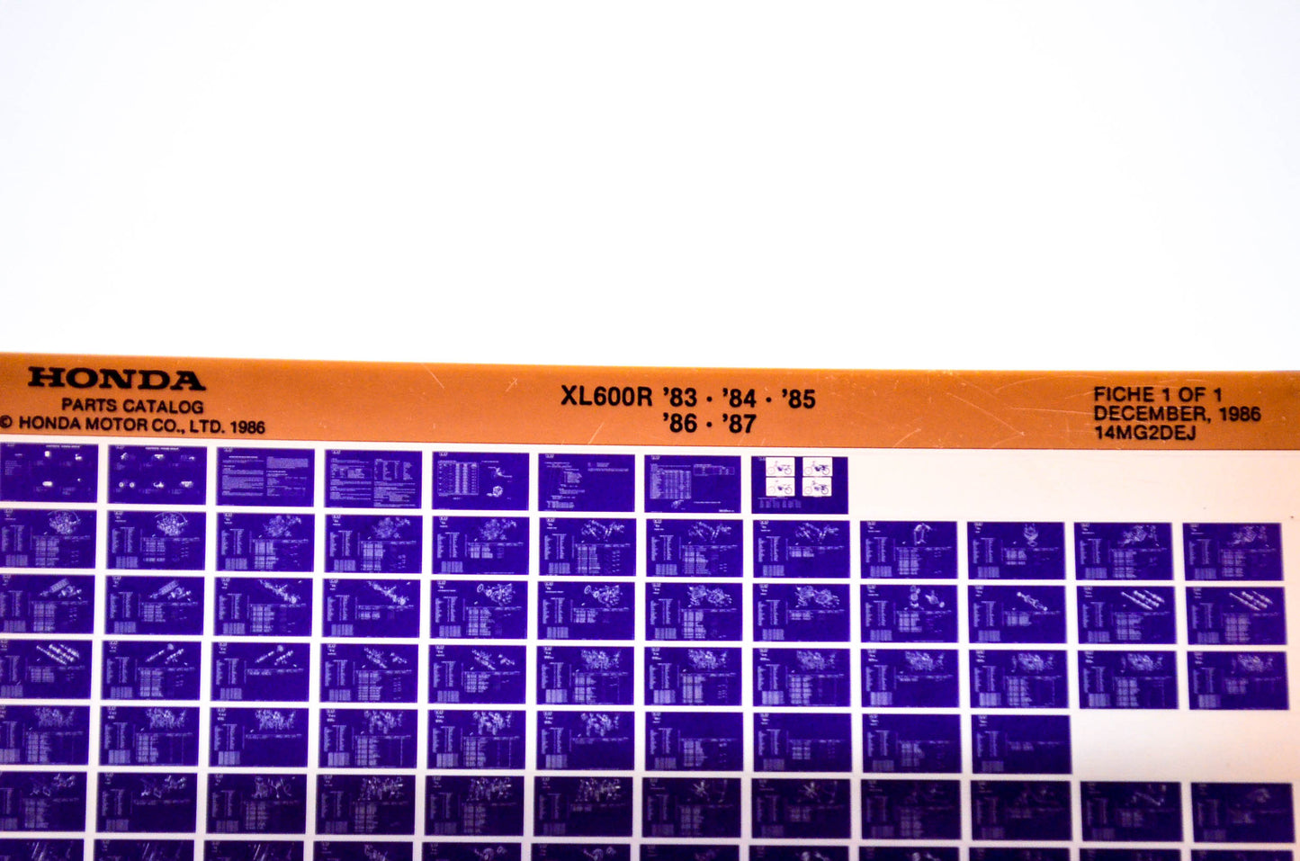 OEM Honda XL600R 1986/December '83 - '87 Parts Catalog Microfiche