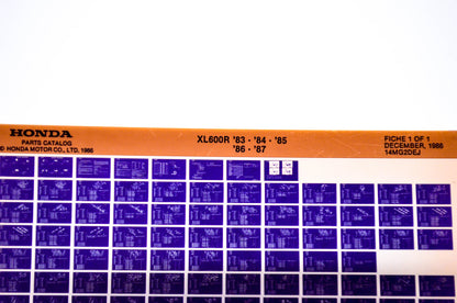 OEM Honda XL600R 1986/December '83 - '87 Parts Catalog Microfiche