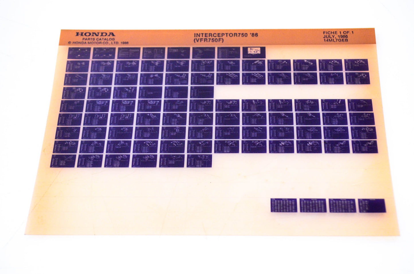 OEM Honda VFR750F 1986/July '86 Interceptor 750 Parts Catalog Microfiche