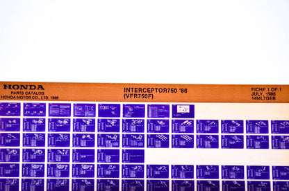 OEM Honda VFR750F 1986/July '86 Interceptor 750 Parts Catalog Microfiche