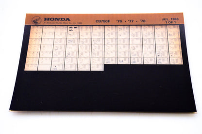 OEM Honda CB750 F 1983/July '76 - '78 Parts Catalog Microfiche