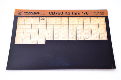 OEM Honda CB750 K3 1980/May '76 Parts Catalog Microfiche