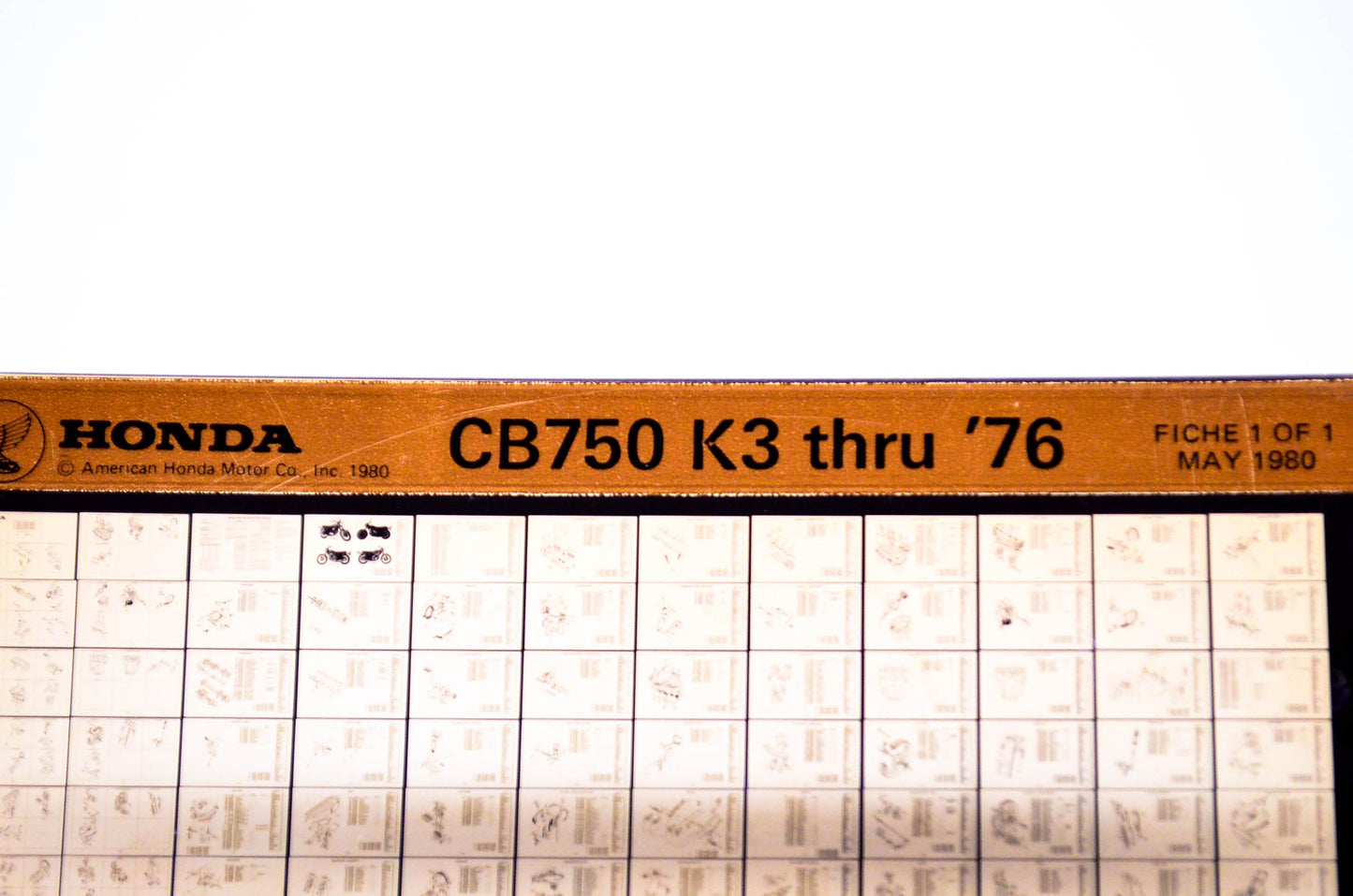 OEM Honda CB750 K3 1980/May '76 Parts Catalog Microfiche