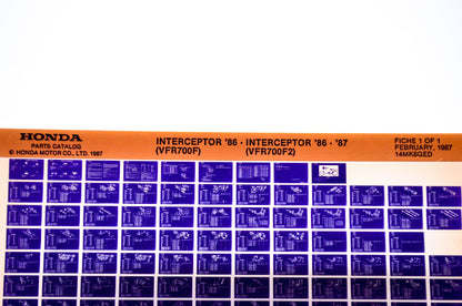 OEM Honda VFR700F, VFR700F2 1987/February '86 - '87 Parts Catalog Microfiche