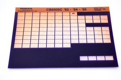 OEM Honda CB650 SC 1986/February '83 - '85 Parts Catalog Microfiche
