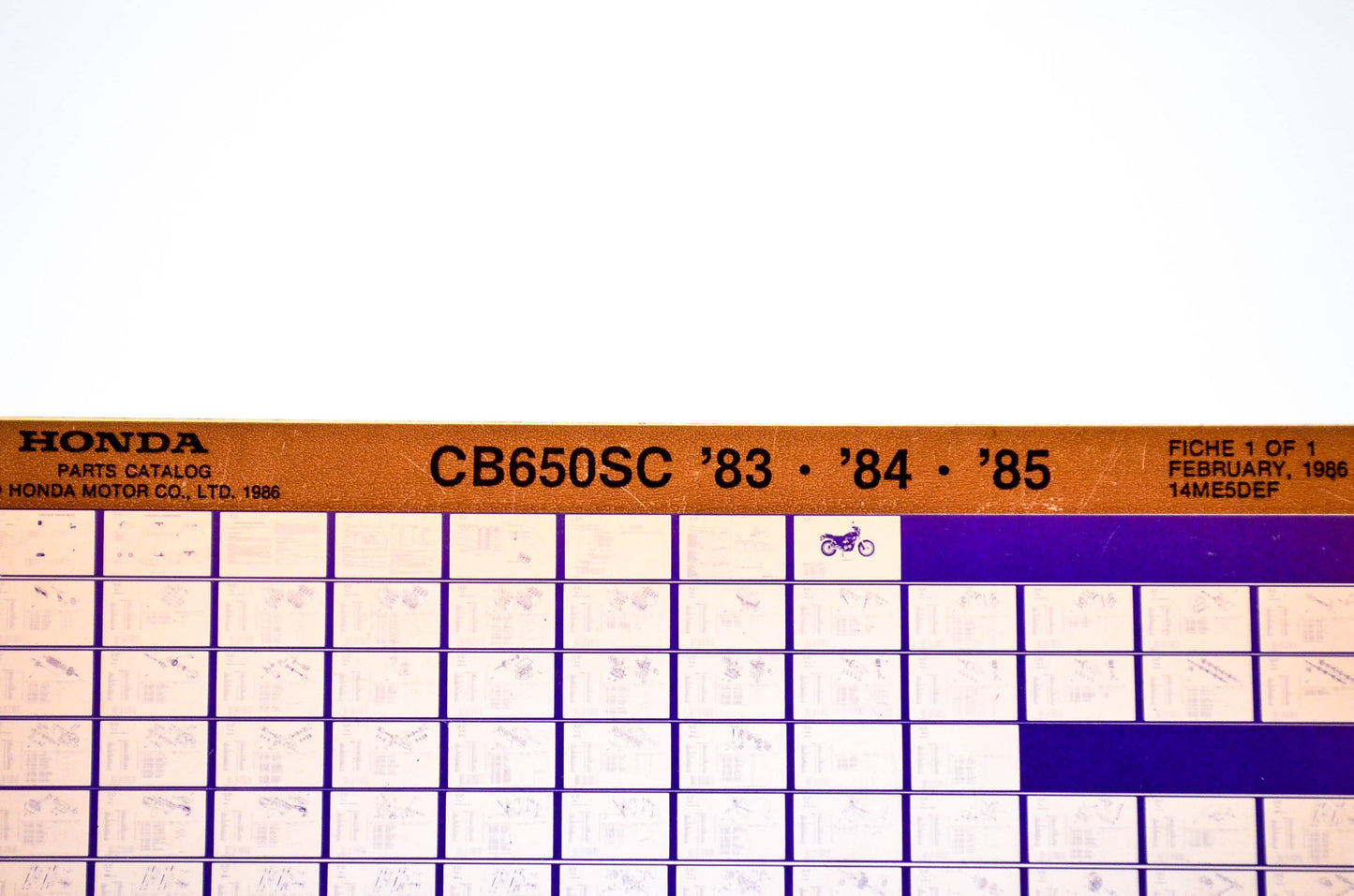 OEM Honda CB650 SC 1986/February '83 - '85 Parts Catalog Microfiche