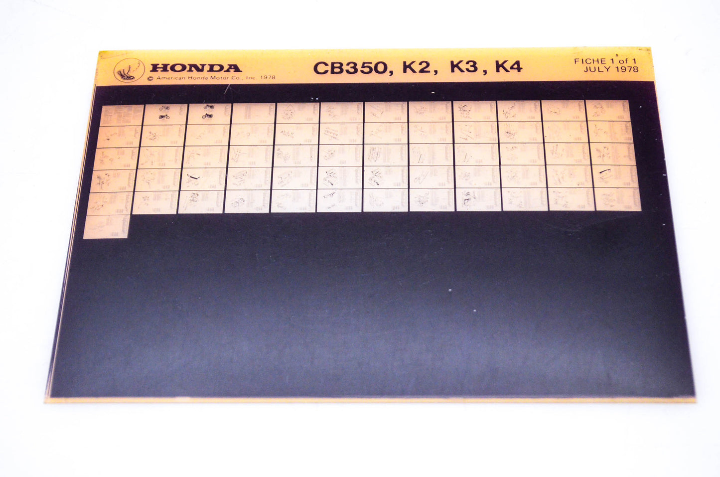 OEM Honda CB350, K2, K3, K4 1978/July '78 Parts Catalog Microfiche