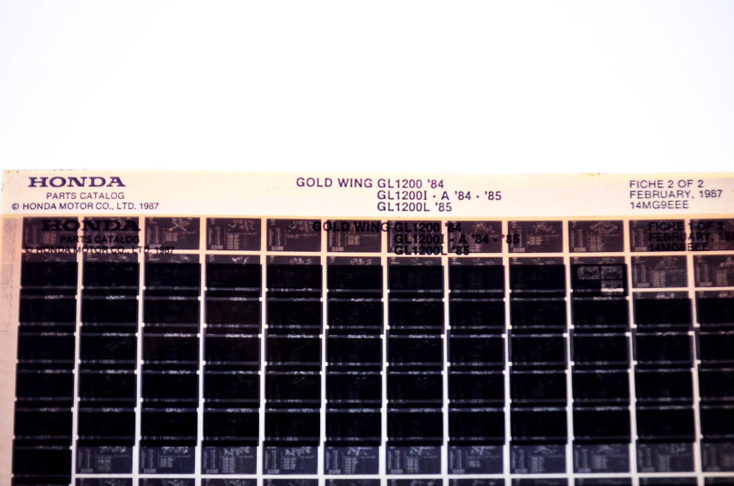 OEM Honda GL1200, GL1200I - A, GL1200L 1987/February '84 - '85 Gold Wing Parts Catalog Microfiche