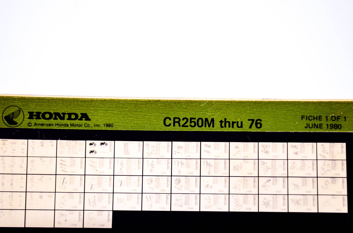 OEM Honda CR250M 1980/June '76 Parts Catalog Microfiche