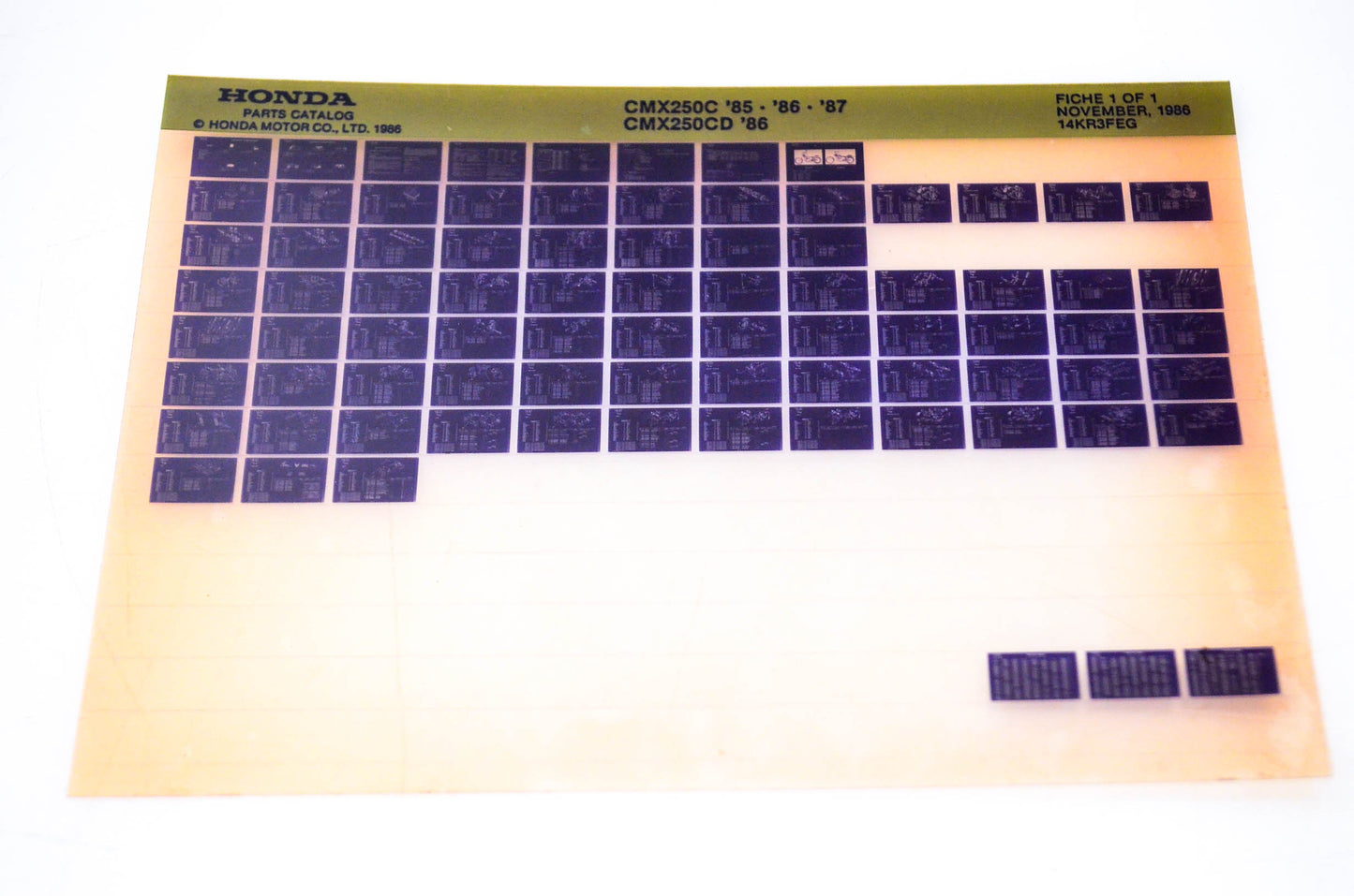 OEM Honda CMX250C, CMX250CD 1986/November '85 - '87 Parts Catalog Microfiche