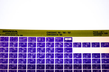 OEM Honda CMX250C, CMX250CD 1986/November '85 - '87 Parts Catalog Microfiche
