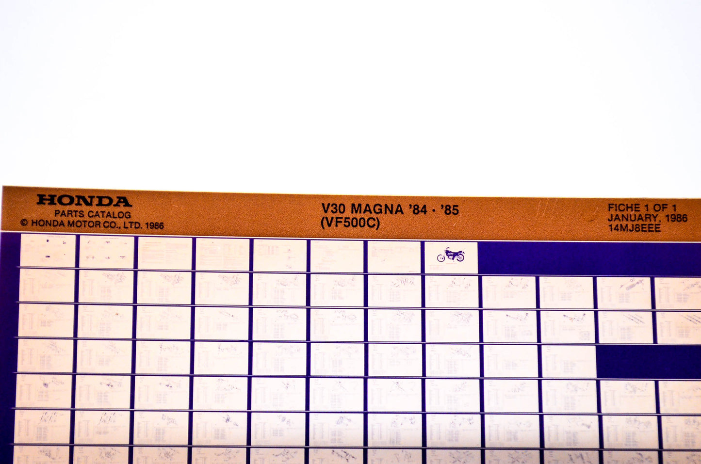 OEM Honda VF500C 1986/January '84 - '85 V30 Magna Parts Catalog Microfiche