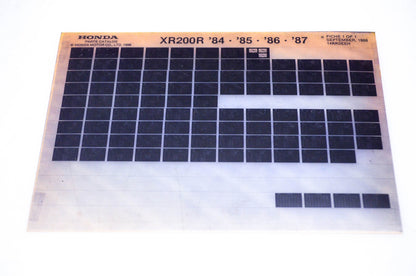 OEM Honda XR200 R 1986/September '84 - '87 Parts Catalog Microfiche