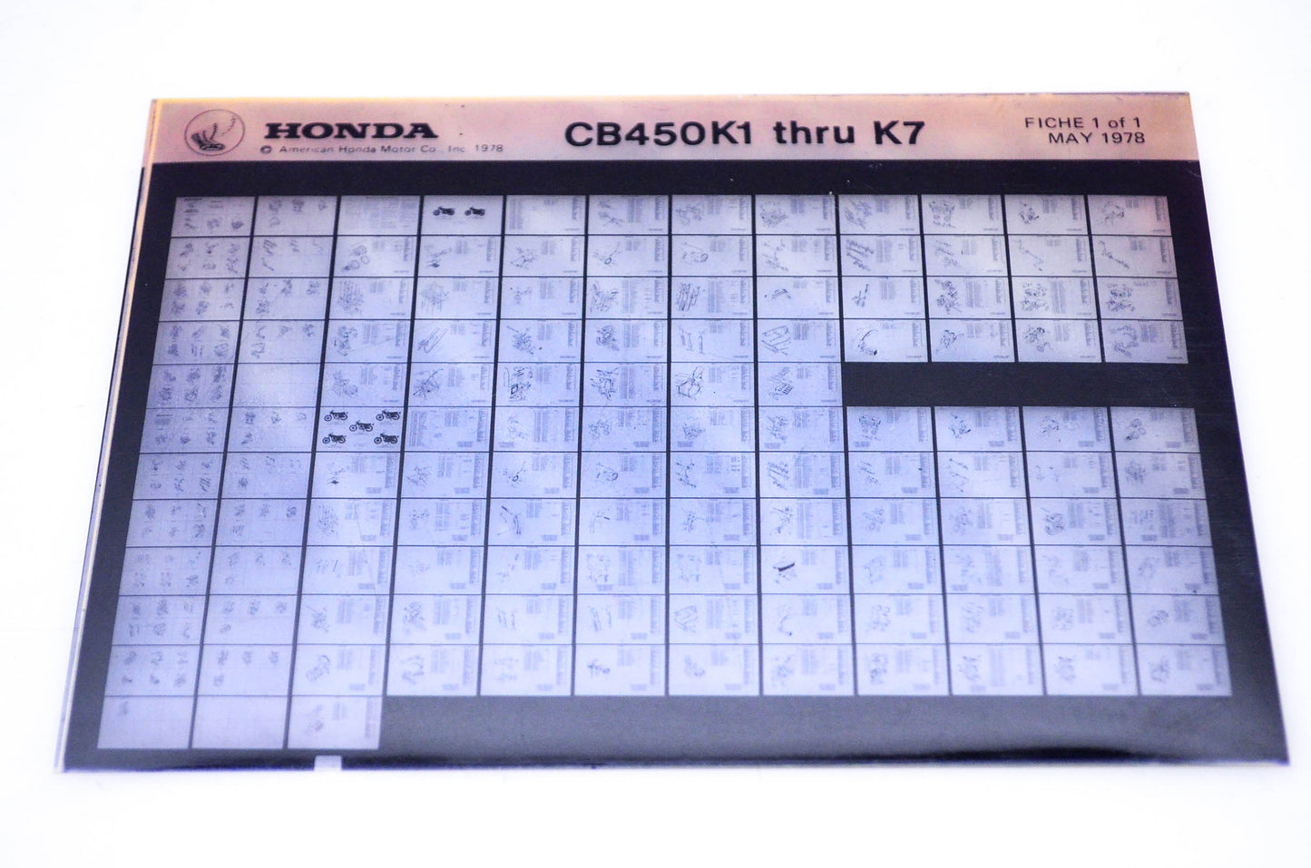OEM Honda CB450K1 - K7 1978/May '78 Parts Catalog Microfiche