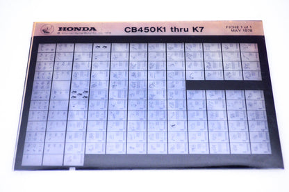 OEM Honda CB450K1 - K7 1978/May '78 Parts Catalog Microfiche