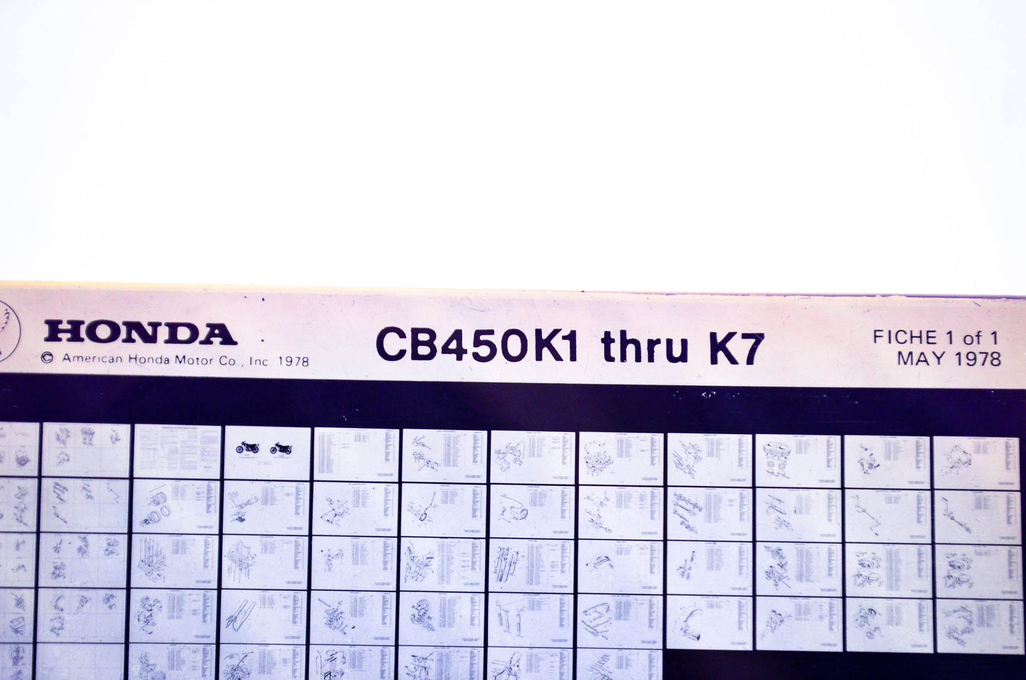 OEM Honda CB450K1 - K7 1978/May '78 Parts Catalog Microfiche