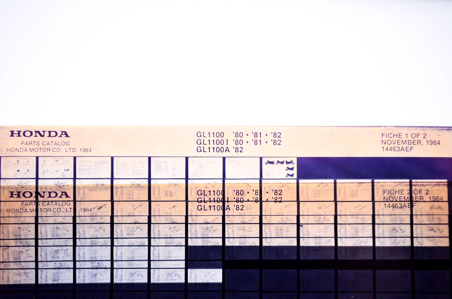 OEM Honda GL1100, GL1100 I, GL1100A 1984/November '80 - '82 Parts Catalog Microfiche