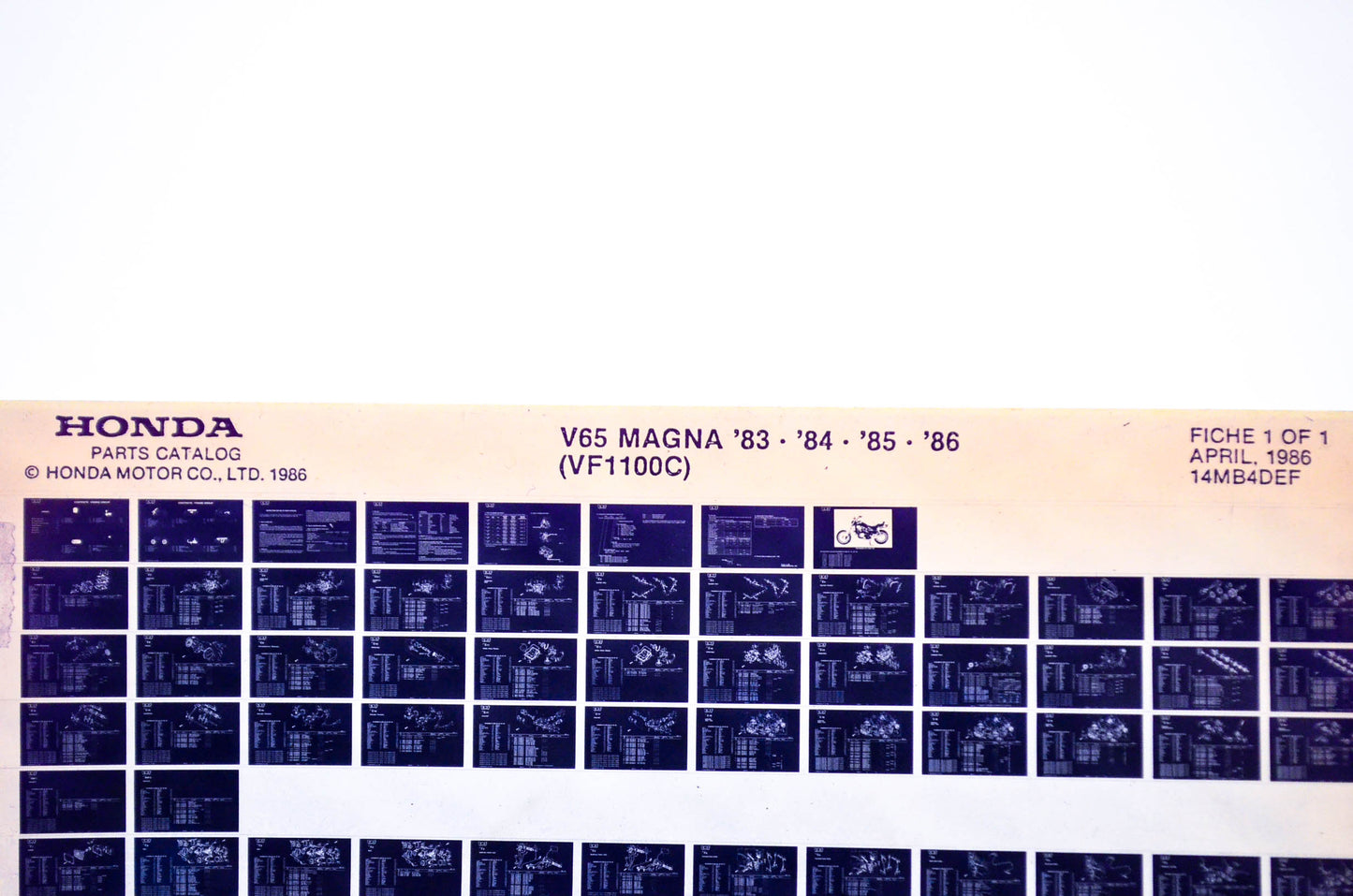 OEM Honda VF1100C 1986/April '83 - '86 V65 Magna Parts Catalog Microfiche