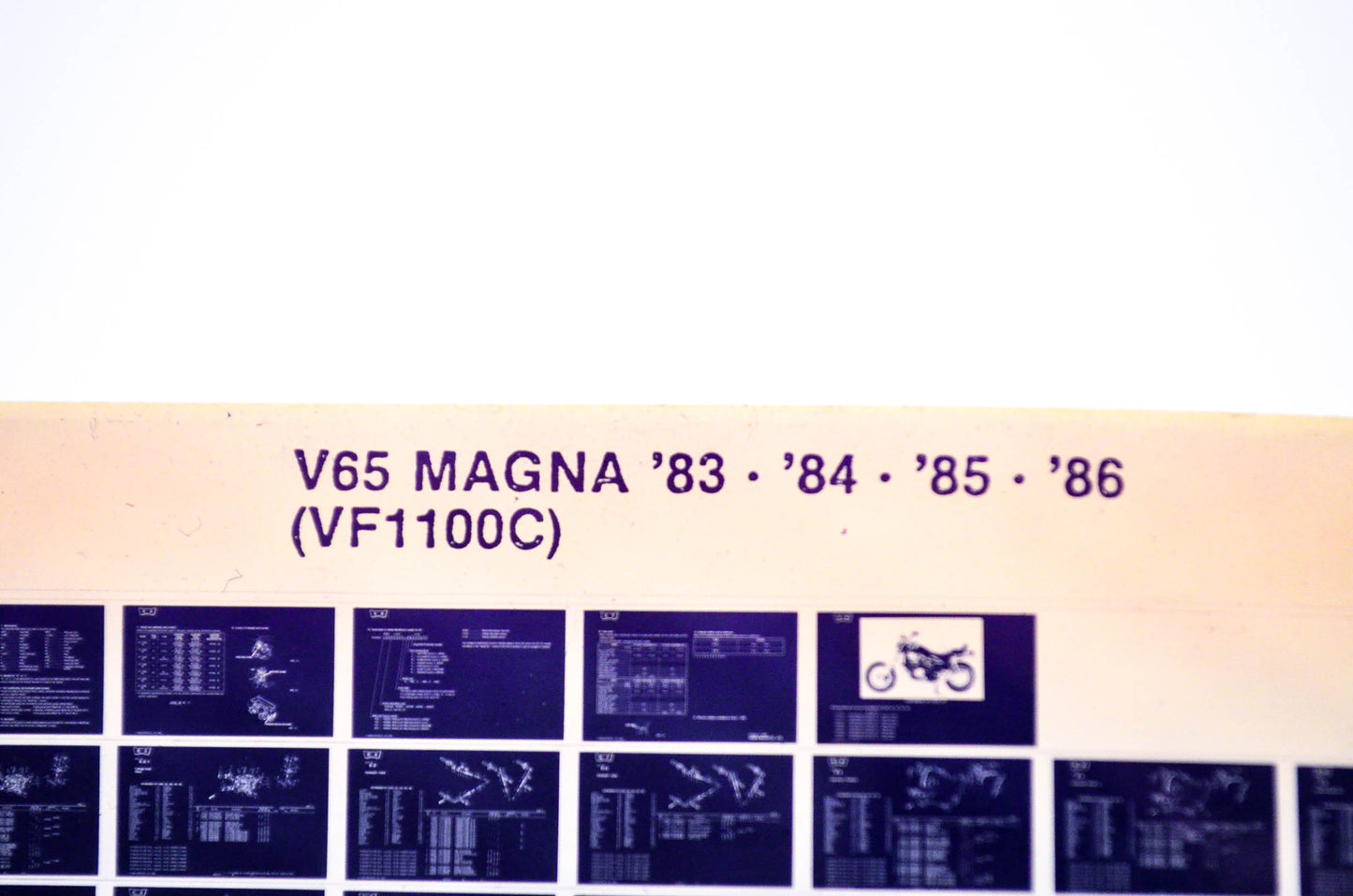 OEM Honda VF1100C 1986/April '83 - '86 V65 Magna Parts Catalog Microfiche