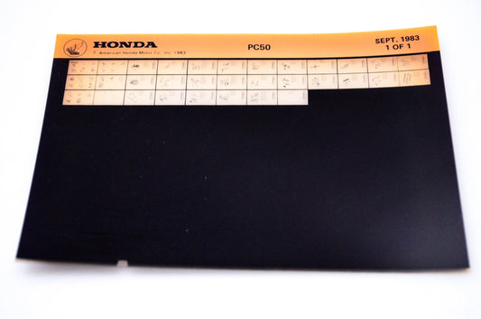 OEM Honda PC50 1983/September '83 Parts Catalog Microfiche