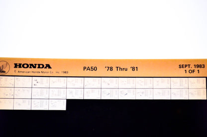 OEM Honda P A50 1983/September '78 - '81 Parts Catalog Microfiche