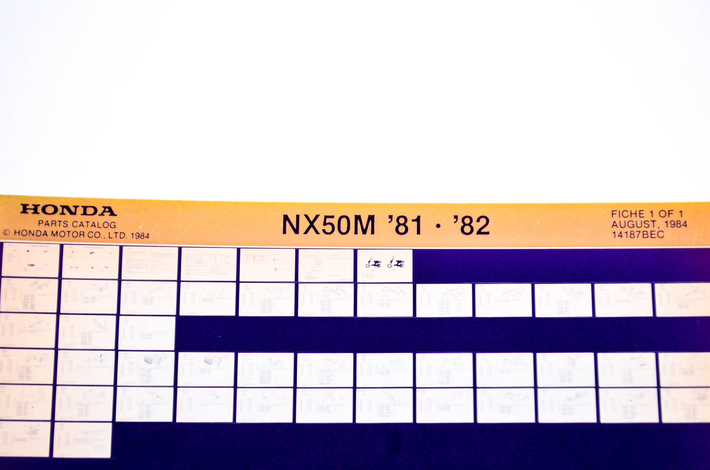 OEM Honda NX50M 1984/August '81 - '82 Parts Catalog Microfiche