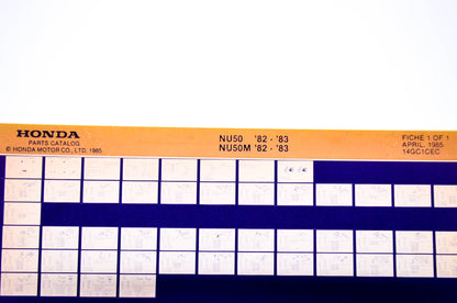 OEM Honda NU50, NU50M 1985/April '82 - '83 Parts Catalog Microfiche