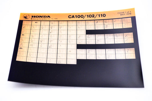 OEM Honda CA100/102/110 1978/May '78 Parts Catalog Microfiche